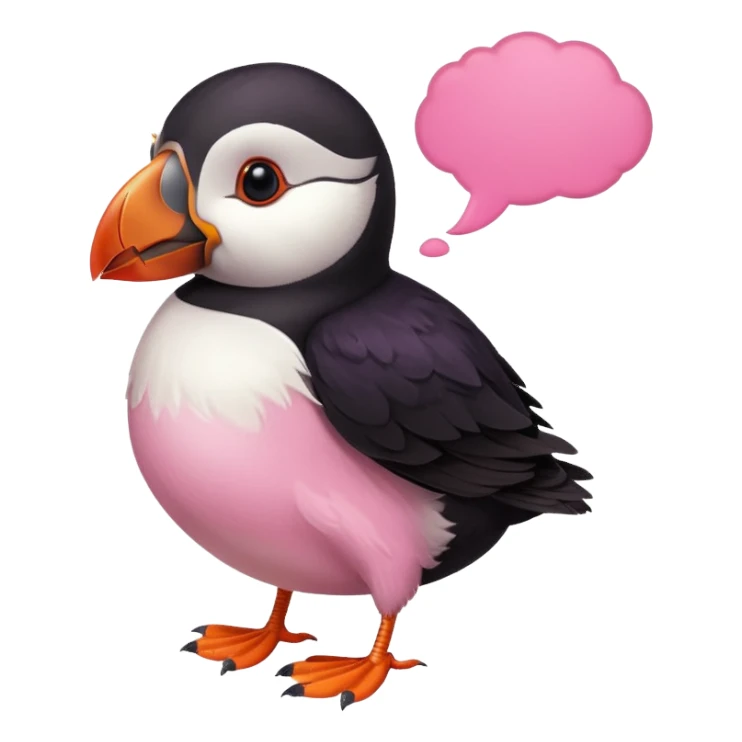 pink puffin thought bubble sticker