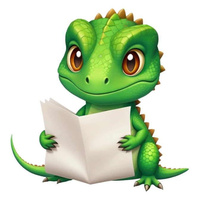 lizard holding a paper sticker