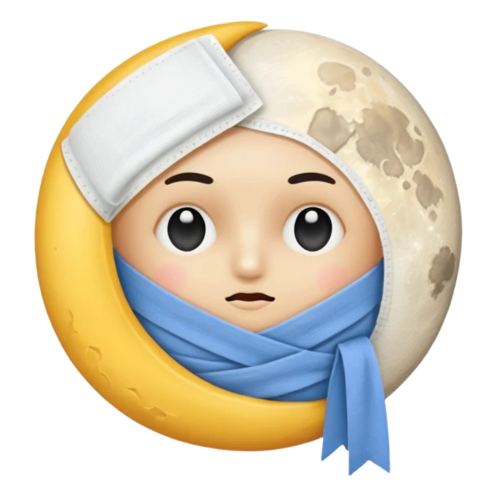 moon wrapped in bandage like “overworked” sticker