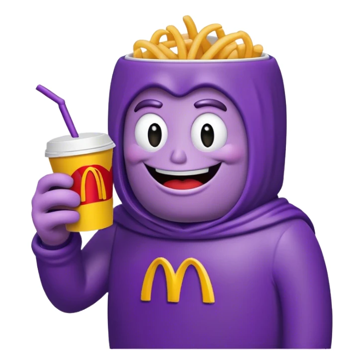 grimace holding a mcdonalds cup sticker