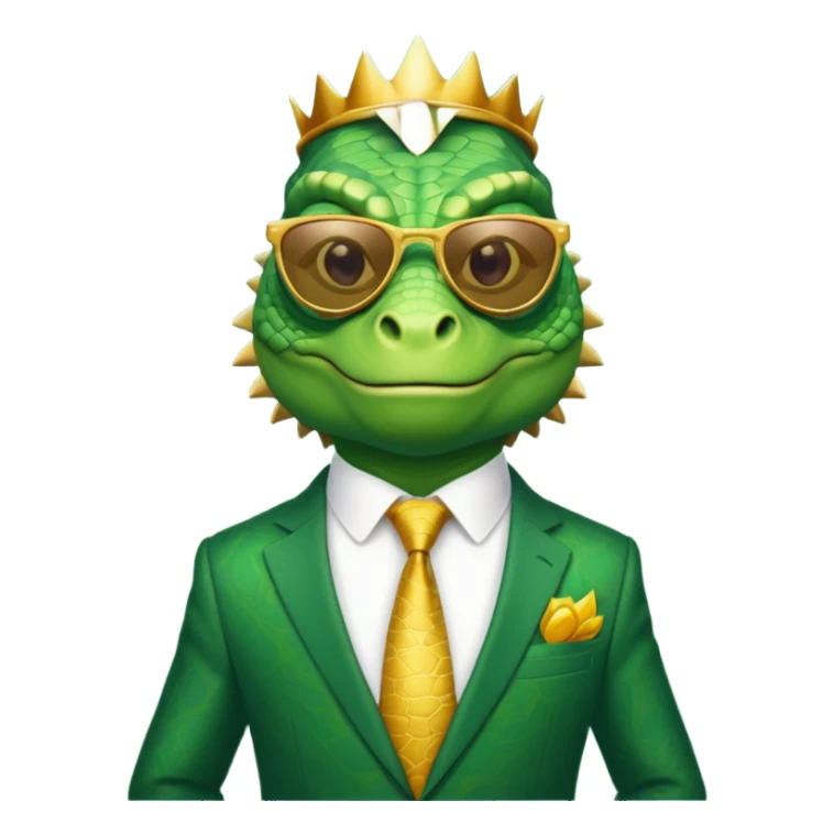 rich capitalist iguana king gold sunglasses sticker