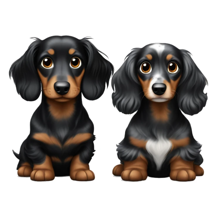Two Tri Black Merle long haired Dachshunds together sticker