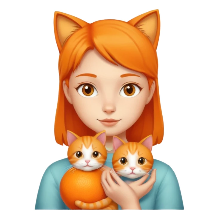 Girl holding orange cat sticker