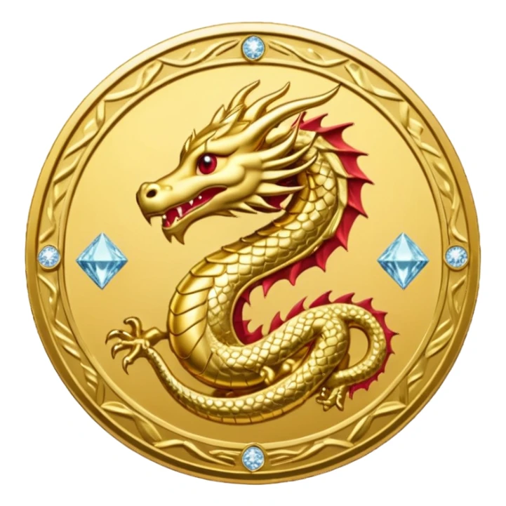 diamond coin with a dragon at the center  sticker