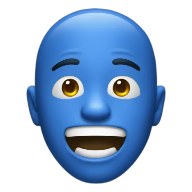 Blue Man displaying rumpus sticker