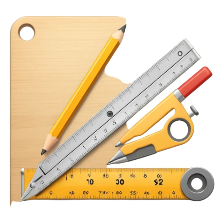 Ruler and protractor beside pencil sticker