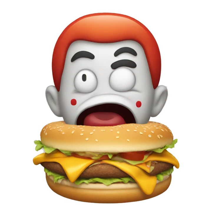 Clown with a burger burping  sticker