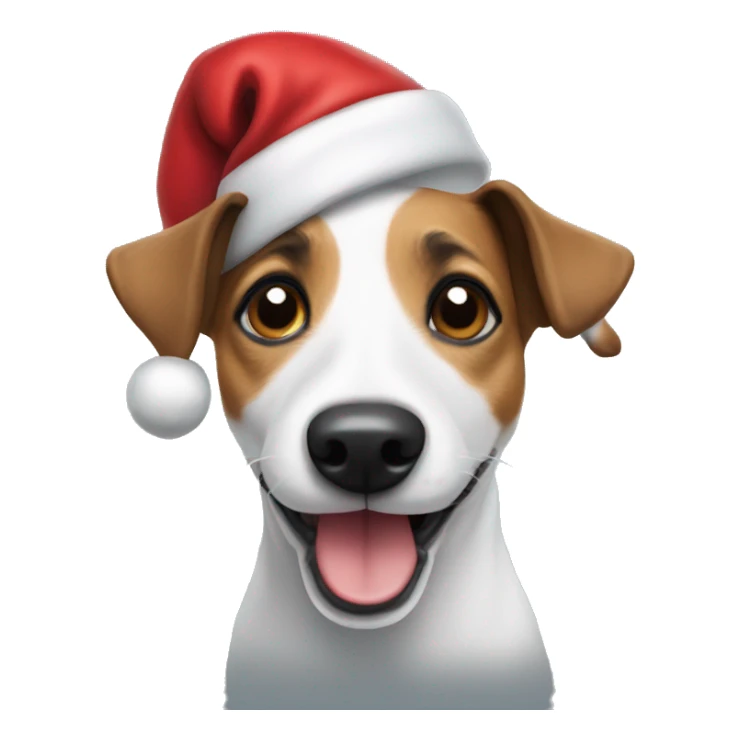 Jack Russel with a Santa hat sticker