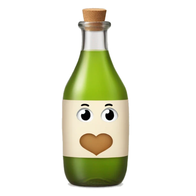 Vinegar bottle with heart face sticker