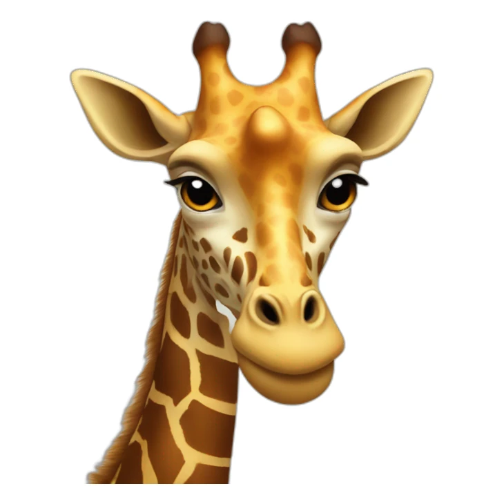 a giraffe with a human nose and devil ears sticker