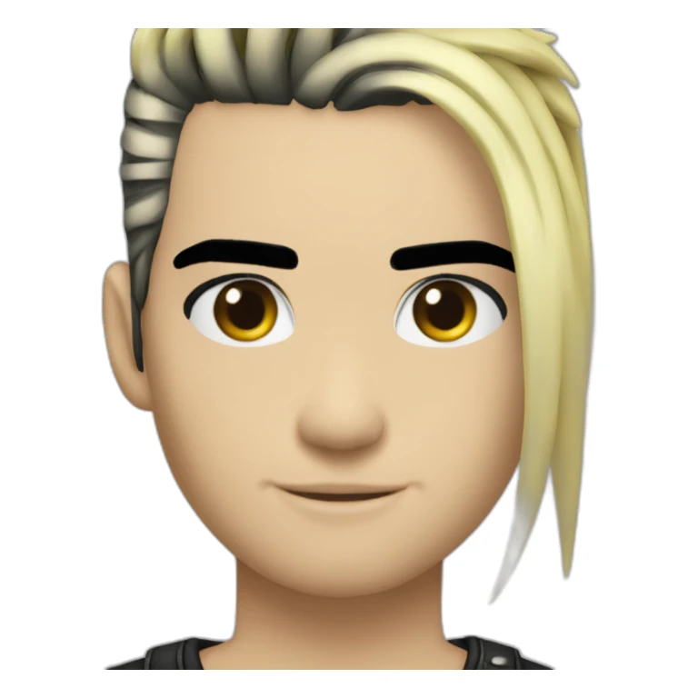 Bill Kaulitz black hair down with blonde highlights emo sticker