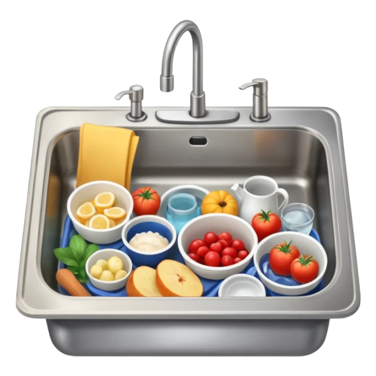 Kitchen sink with dirty dishes sticker