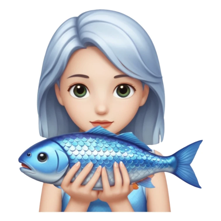 girl with fish sticker