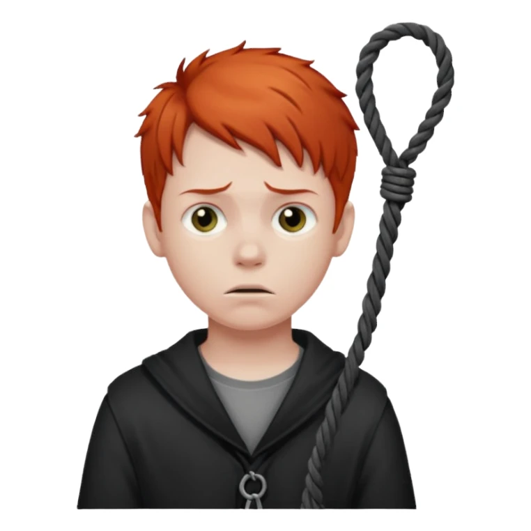 red headed boy holding a noose  sticker
