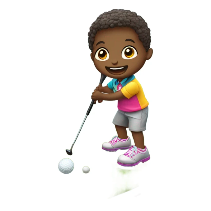 Toddler playing golf sticker