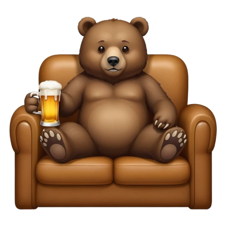 bear drinks beer on the sofa sticker