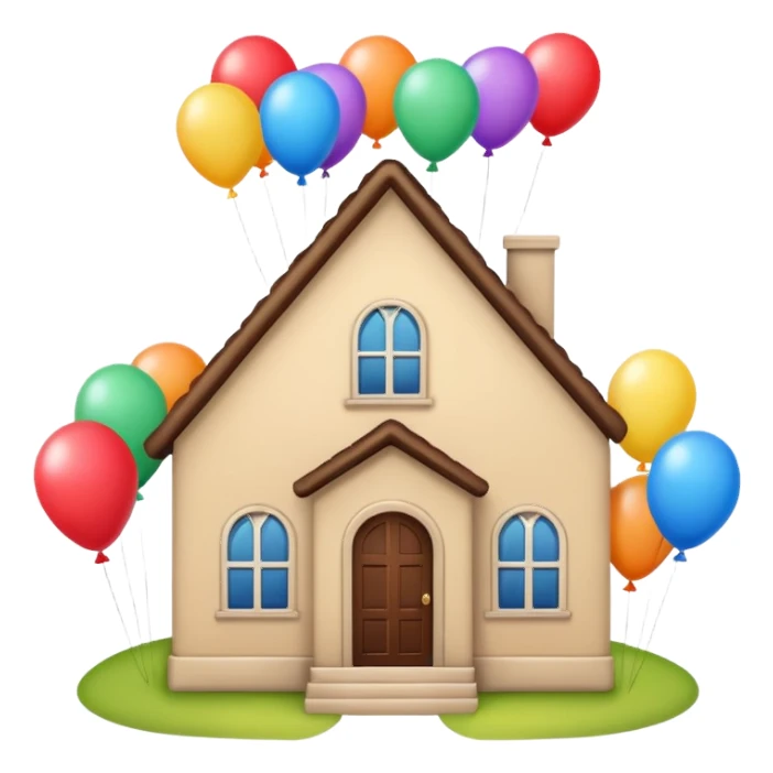 beije house with balloons on top sticker