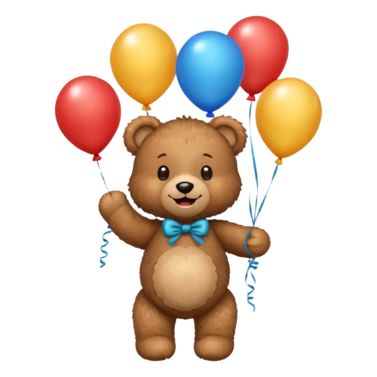 teddy bear holding balloons, birthday, cute, fluffy sticker