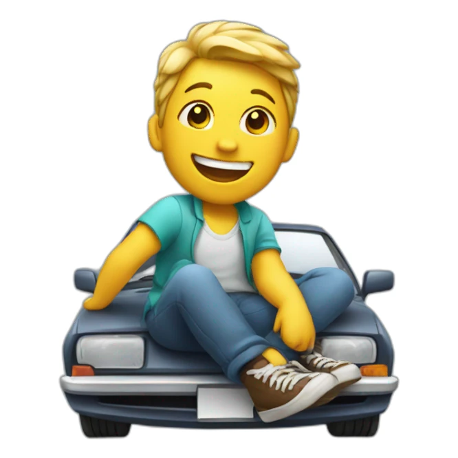 happy sitting on car sticker