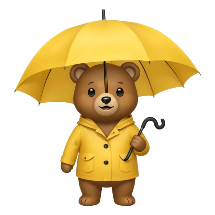Bear with umbrella, wearing rain coat sticker
