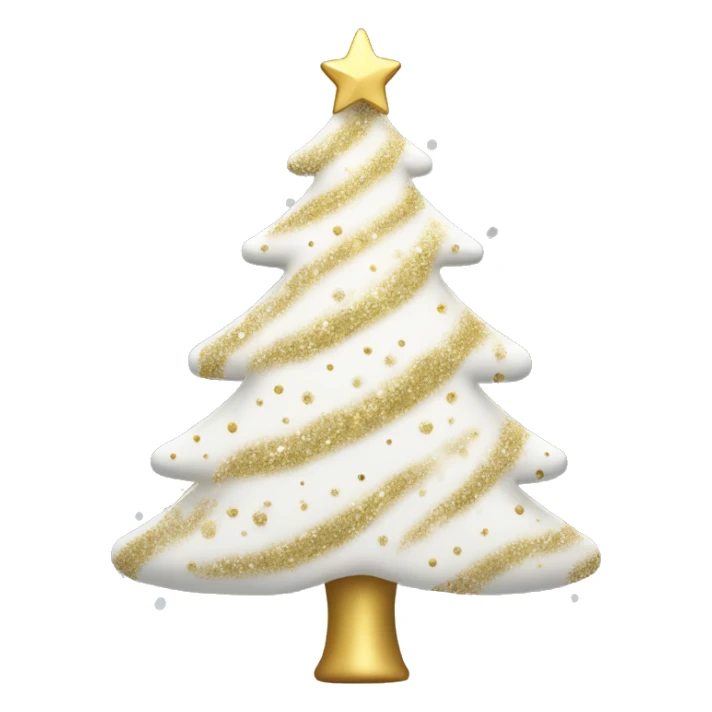 white Christmas tree with gold sparkles sticker