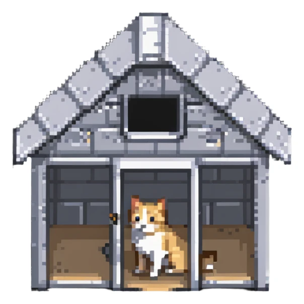 cat house, pet shelter sticker