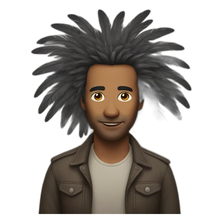man with feathers for hair sticker