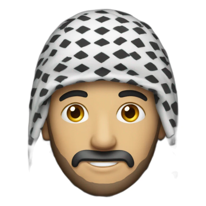 A man wearing a keffiyeh sticker