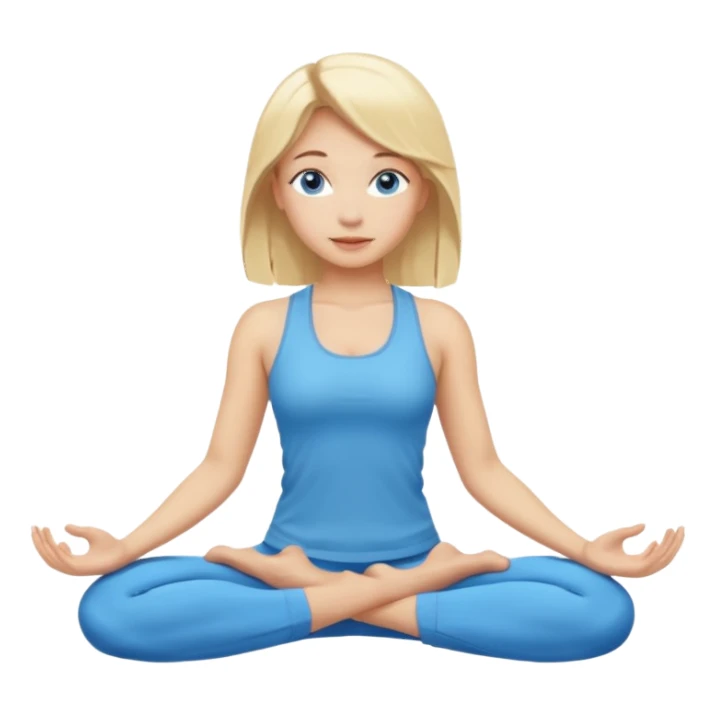 Девушка занимается йогой, голубые глаза, светлая кожа, русые волосы  sticker