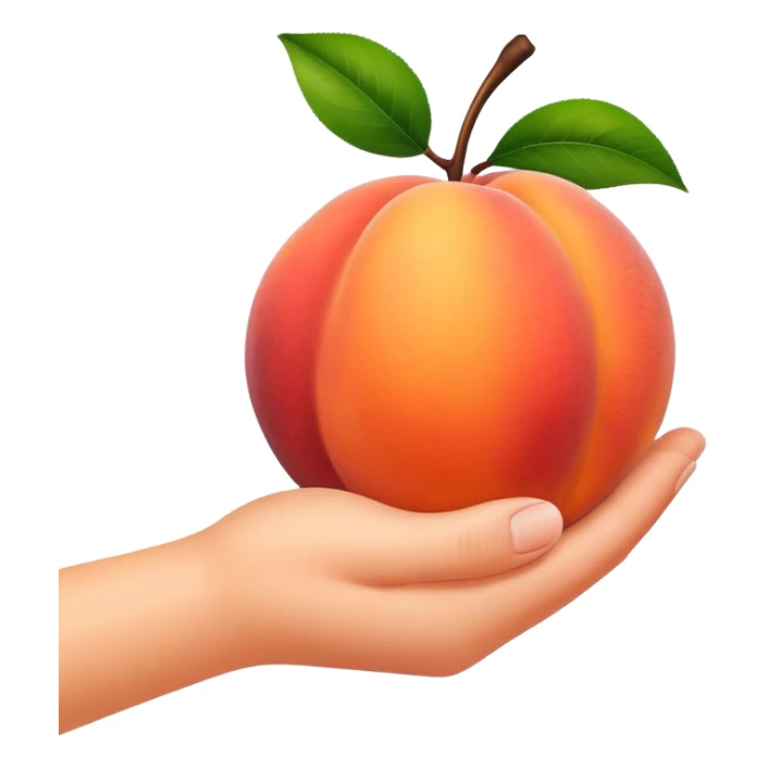 Hand holding peach sticker