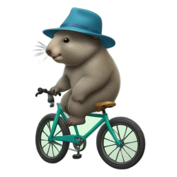 wombat in a hat on a bicycle sticker