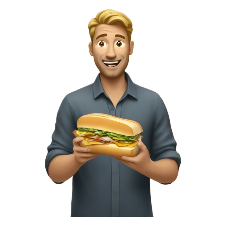 Man eating a subway sandwich  sticker