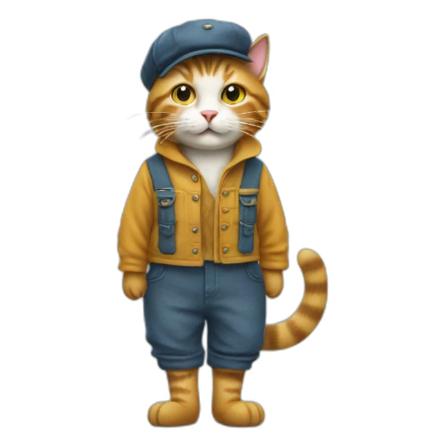 hackney cat with trousers and Fishermans cap sticker