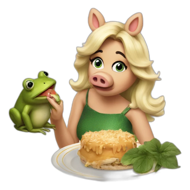 miss piggy eating frog sticker