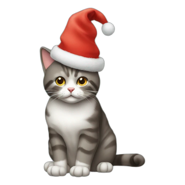 sitting cat in Christmas hat sticker