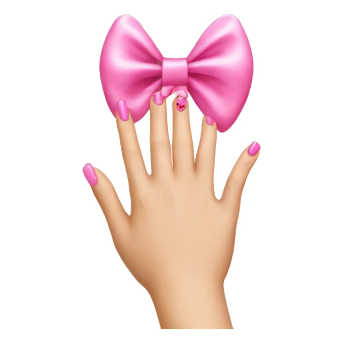 Nails with a pink bow sticker
