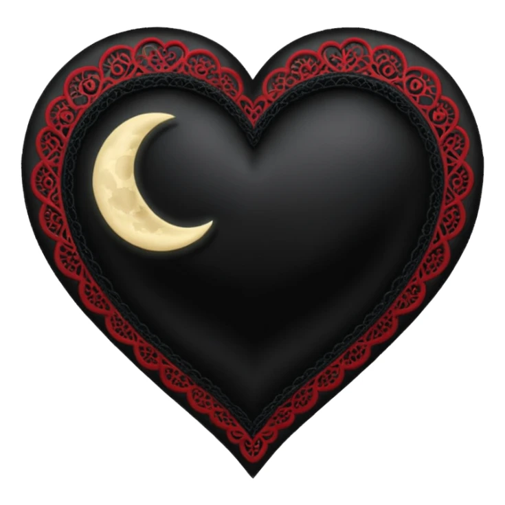 goth heart with a black lace moon sticker