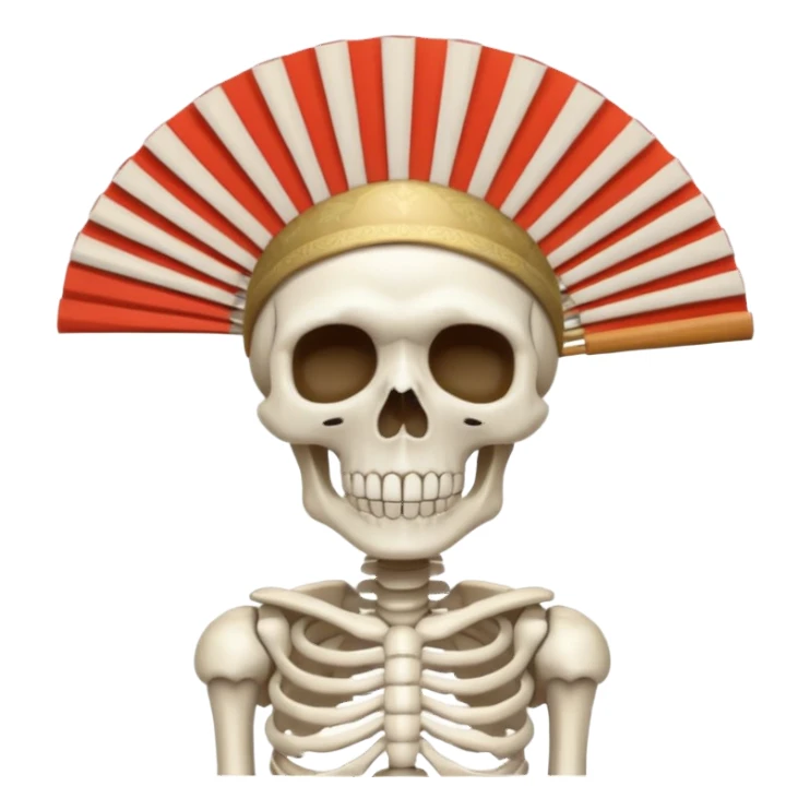 A skeleton with a fan hat sticker