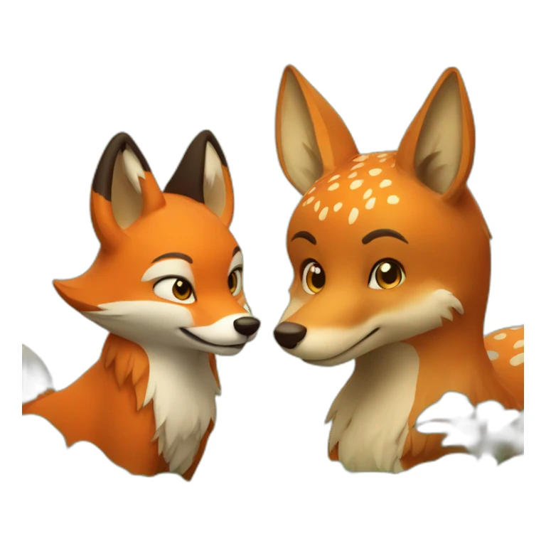 A fox and a deer friends sticker