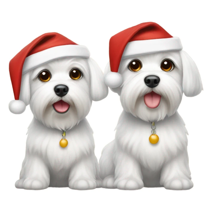 Two Maltese wearing Santa caps sticker