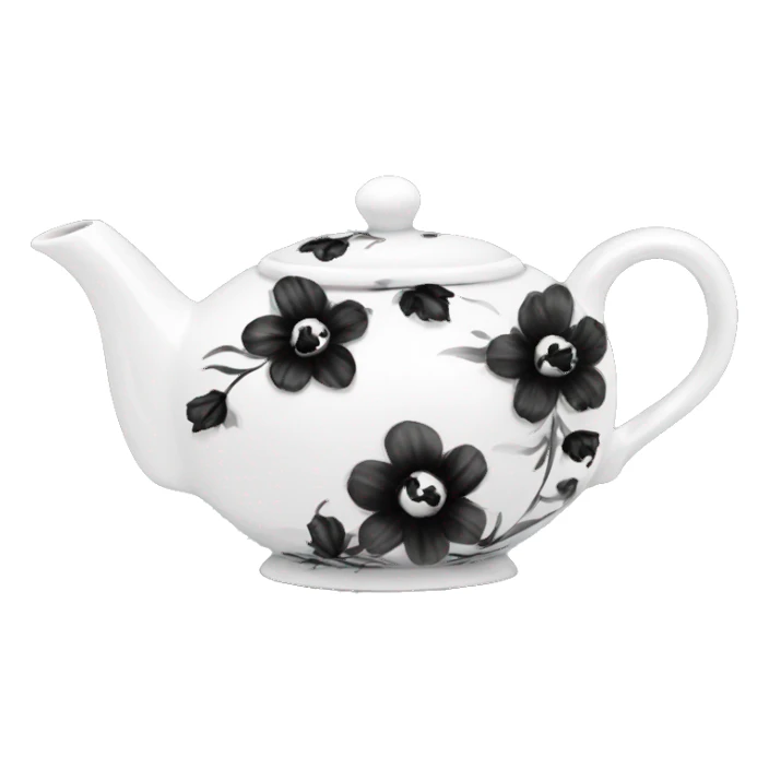 Porcelain tea set with black flowers  sticker