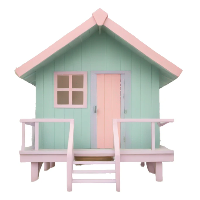 Pastel aesthetic beach hut sticker
