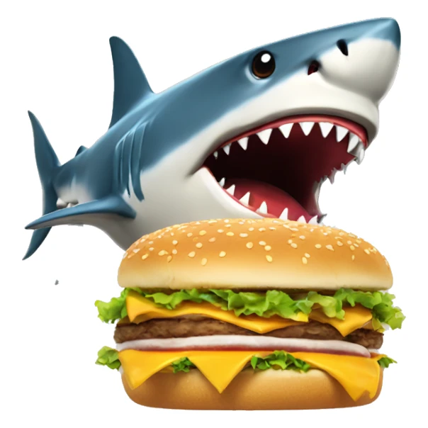 Shark eating a cheeseburge sticker