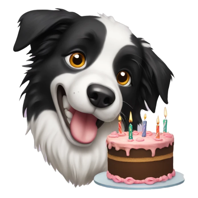 border collie with birthday cake sticker