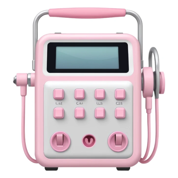 White cable machine with pastel pink handles, soft backdrop sticker