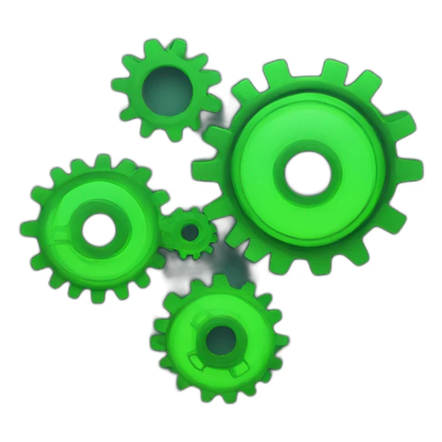 gears with this style : JavaScript neon glowing bright green sticker