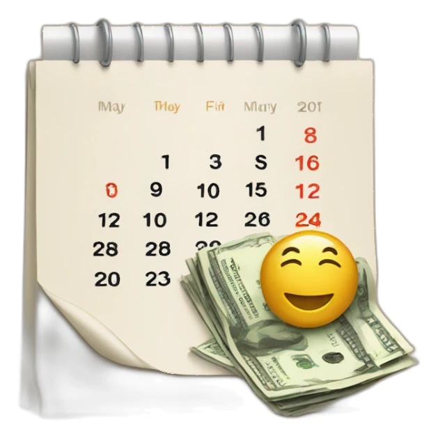 a calendar and some money sticker