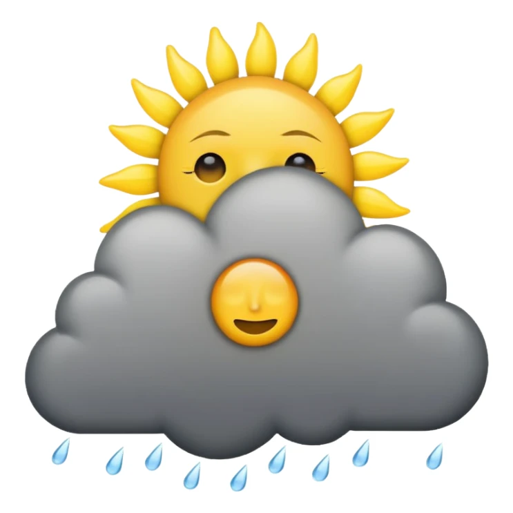 a sun with a large cloud blocking it with rain no face at all sticker