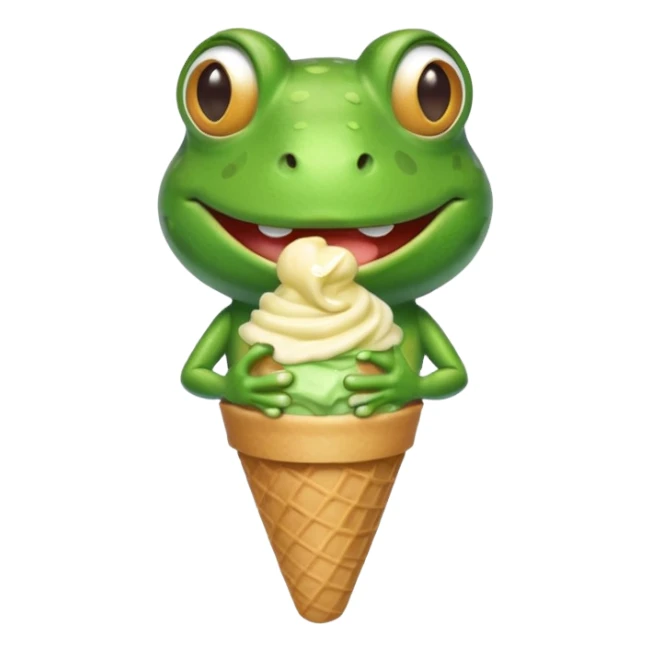 dondurma yiyen kurbağa sticker