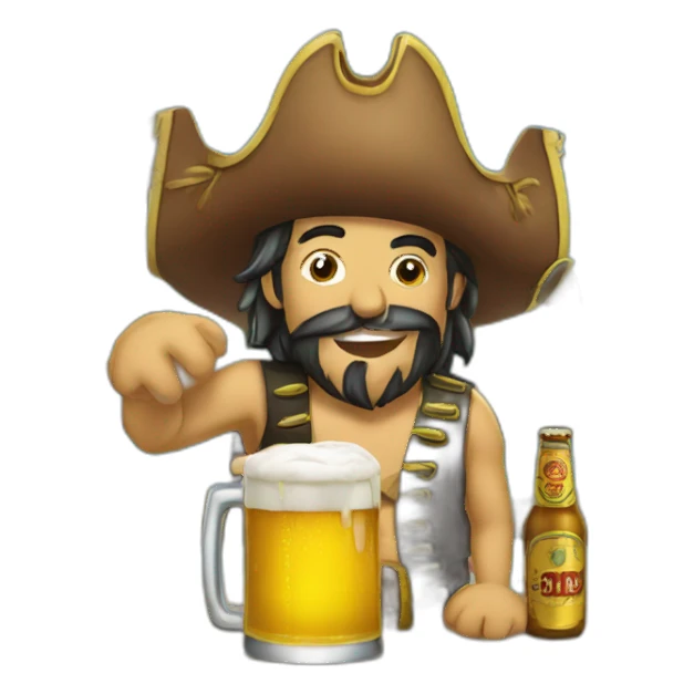 lufy el pirata tomando cerveza sticker
